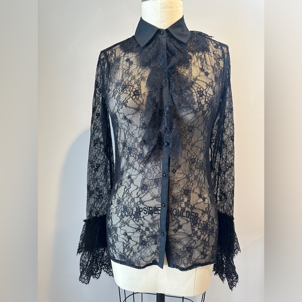 NEW WITH TAGS - cotton blend lace shirt M